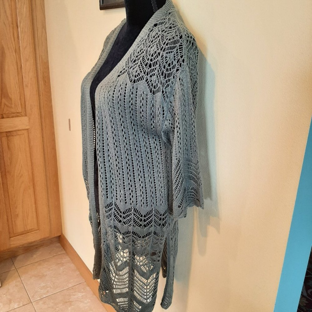 Love At First Find SAGE Openwork Cardigan Small